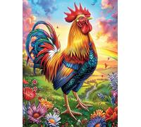 Rooster in A Colorful Sunrise Sky Puzzle 500 Pezzi Difficoltà Estrema Cartone Spesso Tema Monocromatico Animal Plant Per Appassionati Di Puzzle Antistrappo Non Sbiadisce Top Vendita 500 PCS