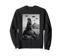 Rooster Selfie At Pyramids Funny Vintage UFO Encounter Alien Felpa