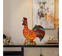 Rooster Table Night Lamp, Lamp,Hand Stained Glass Splicing Turkish Moroccan Style Bedside Desk Reading Light Decor Bedroom Nightstand Living Room Home Office Dresser,W11 XH14,E16X1
