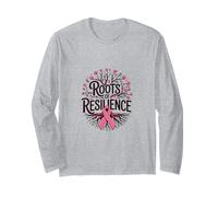 Roots of Resilience - Nastro Rosa con Albero per la sensibilizzazione sul Cancro al Seno Maglia a Manica
