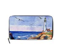 Rootti Acquerello Modello Mare Donne Lungo Portafoglio PU Pelle Ragazza Cerniera Borsa Moneta Contanti Telefono Pochette Multi Card Holder Bag