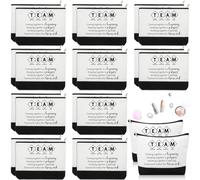 Roowest 20 sacchetti per cosmetici motivazionali per colleghi, in tela, con cerniera, per donne, dipendenti, regalo di Natale, bianco, Team