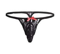 Ropa Interior Sexy para Hombres - Underwear Lace Men's T Back Stylish Men Shorts Pattern Men G String (Black M)