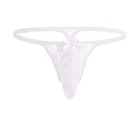 Ropa Interior Sexy para Hombres - Underwear Lace Men's T Back Stylish Men Shorts Pattern Men G String (White L)