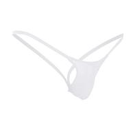 Ropa Interior Sexy para Hombres - Underwear Mens Back Waist Thong Slips Low G String Open Underpants (White XL)