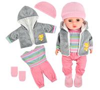 Ropa para Muñecas, Ropa para Muñecas Bebés, Ropa de Muñecas , Apto para Muñecas de 35 a 45 cm, Abrigo,Sombrero, Mamelucos para Bebés y Calcetines