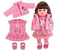 Ropa para Muñecas, Ropa para Muñecas Bebés, Vestiti per Bambole Reborn, Apto para Muñecas de 43 a 48 cm, Abrigo, Vestido y Calcetines