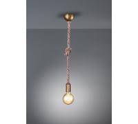 ROPE SOSPENSIONE CORDA ANNODATA E METALLO OTTONE ANTICATO 1 LUCE NON INCLUSA ATTACCO E27