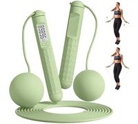 Ropeless Skipping Rope,Adjustable Hanging Cordless Skipping Rope Adults,Cordless Jump Rope With Counter,Weighted without Rope for Home Workout Equipment for Women Men Waist (Verde)