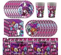 Ropniik 51 Pezzi Set Di Stoviglie Per La Festa Degli Monster,Decorazioni Per Feste Monster Girl Stoviglie Per Il Compleanno Dei Bambini Monster Scuola Per Compleanno Feste Bambini 10 Ospiti