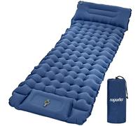 ROPODA Materassino Gonfiabile Campeggio, Materassino Ultraleggero con Cuscino e Pompa a Pedale, Materasso Autogonfiante Impermeabile con Borsa da Trasporto per Escursioni, Zaino in Spalla, Blu