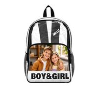RoPox personalizzato Zaino trasparente,Ampio scomparto principale, Tasca frontale, Tasche laterali in rete, in PVC trasparente, approvato dallo stadio per scuola, concerti, sport, viaggi e lavoro