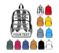 RoPox personalizzato Zaino trasparente,Ampio scomparto principale, Tasca frontale, Tasche laterali in rete, in PVC trasparente, approvato dallo stadio per scuola, concerti, sport, viaggi e lavoro