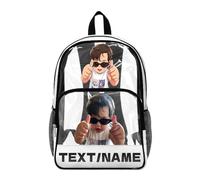 RoPox personalizzato Zaino trasparente,Ampio scomparto principale, Tasca frontale, Tasche laterali in rete, in PVC trasparente, approvato dallo stadio per scuola, concerti, sport, viaggi e lavoro