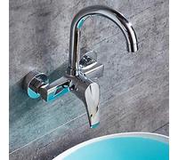 Roppetto Cromo, Multifunzione montata Cucina, lavandino, Acqua Calda e Fredda, Installazione a Parete, Piscina per Lavanderia Balcone, Piega del Rubinetto (Grande Curva)