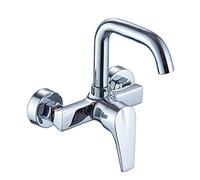 Roppetto Cromo, Multifunzione montata Cucina, lavandino, Acqua Calda e Fredda, Installazione Parete, Piscina per Lavanderia Balcone, Piega del Rubinetto (Tubo Sette a Forma)