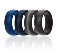 ROQ - Fede nuziale in silicone da uomo, fasce in gomma siliconica, stile classico, tinta unita e strisce, 11.5-12 (21.3mm), Metallo, Senza pietre preziose,