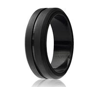 ROQ Fede nuziale in silicone per uomini, elegante, conveniente 8 mm, fedi nuziali in gomma siliconica, con bordo smussato spazzolato, 13.5-14 (23.02mm), Metallo, Senza pietre preziose,