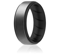 ROQ Fedi nuziali da uomo in gomma siliconica, vestibilità comoda, anello di fidanzamento da uomo, resistente, anello di fidanzamento in gomma traspirante, bordo sfalsato, diversi pacchetti, diversi