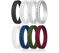 ROQ Fedi nuziali in gomma siliconica da donna, foglie sottili di lavanda, fedi nuziali in silicone, set di gioielli da sposa, anelli di anniversario, anelli di promessa, confezioni multiple