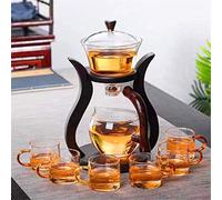 RORA Lazy Kungfu - Set da tè in vetro magnetico, con coperchio girevole, semiautomatico (6 tazze da tè)