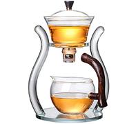 RORA Set di teiera in vetro automatico di vetro pigro set magnetico rotante Kungfu resistente al calore teiera (teiera)