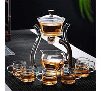 RORA Set di teiera in vetro automatico Lazy Tea Set magnetico rotante Kungfu resistente al calore, con 6 tazze da tè (teiera con 6 ciotole)