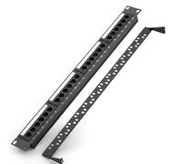 Rordigo Pannello Patch CAT6 UTP RJ45 Pannello Patch RJ45 Pannello Patch 24 Porte Telaio 19 Pollici 1U Piastra Frontale Montaggio su Rack 50U Placcato, Posteriore