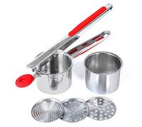 Rorence Stainless Steel Potato Ricer with 3 Interchangeable Discs and Silicone Grip Handles (Red) by Rorence