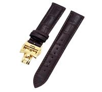 RORFFK 19mm 20mm 22mm cinturini per orologi in pelle di vacchetta double face per cinturino per orologio Vacheron VC Constantin per uomini e donne bracciali in pelle di mucca(Dark brown Golden,19mm)