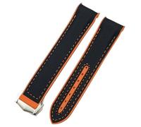 RORFFK Cinturino in gomma nylon tessuto blu rosso con estremità curva 21mm 22mm 19mm 20mm adatto per cinturino orologio Omega Seamaster 300 Planet Ocean AT150(Black nylon orange 1,21mm)