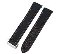 RORFFK Cinturino in gomma nylon tessuto blu rosso con estremità curva 21mm 22mm 19mm 20mm adatto per cinturino orologio Omega Seamaster 300 Planet Ocean AT150(Black nylon orange-01,22mm)