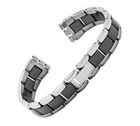 RORFFK Per la catena di orologi convessa concava con convessa concava con concava con core massiccio di campione Ycs Yas Ygs Iron Men and Women Steel Watchband(G16 Silvery Black,21mm)