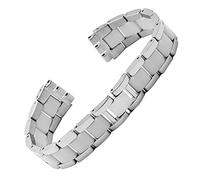 RORFFK Per la catena di orologi convessa concava con convessa concava con concava con core massiccio di campione Ycs Yas Ygs Iron Men and Women Steel Watchband(G16 Silvery white,19mm)