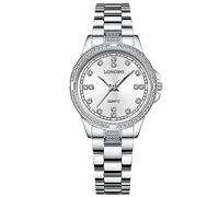 RORIOS Coppia Orologi Uomo Donna Orologio Acciaio Inossidabile Business Analogico Quarzo Orologio da Polso Impermeabile Luminosi Orologio Bianco B