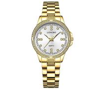 RORIOS Coppia Orologi Uomo Donna Orologio Acciaio Inossidabile Business Analogico Quarzo Orologio da Polso Impermeabile Luminosi Orologio Oro Bianco B