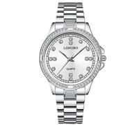 RORIOS Coppia Orologi Uomo Donna Orologio Acciaio Inossidabile Business Analogico Quarzo Orologio da Polso Impermeabile Luminosi Orologio Bianco A