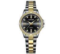 RORIOS Coppia Orologi Uomo Donna Orologio Acciaio Inossidabile Business Analogico Quarzo Orologio da Polso Impermeabile Luminosi Orologio Oro nero B