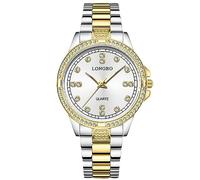 RORIOS Coppia Orologi Uomo Donna Orologio Acciaio Inossidabile Business Analogico Quarzo Orologio da Polso Impermeabile Luminosi Orologio Oro bianco D