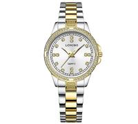 RORIOS Coppia Orologi Uomo Donna Orologio Acciaio Inossidabile Business Analogico Quarzo Orologio da Polso Impermeabile Luminosi Orologio Oro bianco C