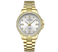 RORIOS Coppia Orologi Uomo Donna Orologio Acciaio Inossidabile Business Analogico Quarzo Orologio da Polso Impermeabile Luminosi Orologio Oro Bianco A