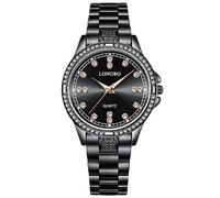 RORIOS Coppia Orologi Uomo Donna Orologio Acciaio Inossidabile Business Analogico Quarzo Orologio da Polso Impermeabile Luminosi Orologio Nero A