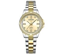 RORIOS Coppia Orologi Uomo Donna Orologio Acciaio Inossidabile Business Analogico Quarzo Orologio da Polso Impermeabile Luminosi Orologio Oro C
