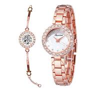 RORIOS Donna Orologi Analogico Al Quarzo Orologi Diamante Orologi Polso Cinturino in Acciaio Inox Brillanti Orologi con Bracelet Set