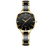 RORIOS Donna Orologio Impermeabile Analogico al Quarzo Orologio con Cinturino in Acciaio Inossidabile Moda Diamante Orologio da Polso per Donna(Nero)
