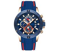 RORIOS Luminoso Orologi da Polso Uomo Silicone Calendario Cronometro Multifunzione Orologi