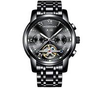 RORIOS Moda Automatico Meccanico Tourbillon Orologi da Polso Uomo Acciaio INOX Cinturino Calendario Luminoso Pointer Multifunzione