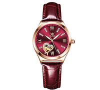 RORIOS Moda Orologio da Donna Luminoso Orologio Automatico Meccanico Orologio con Cinturino in Pelle Scheletro Donna Orologio da Polso