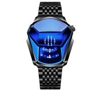 RORIOS Moda Orologio da uomo al quarzo analogico Orologio in acciaio inossidabile creativo Orologi da polso per uomo sportivo Orologio da uomo, blu nero B, cinturino, Blu Nero B, Bracciale