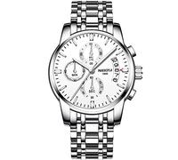 RORIOS Moda Orologio da Uomo Analogico Quarzo Orologio Luminoso Cronografo Orologio con Data e Cinturino in Acciaio Inossidabile Quadrante Orologio da Polso